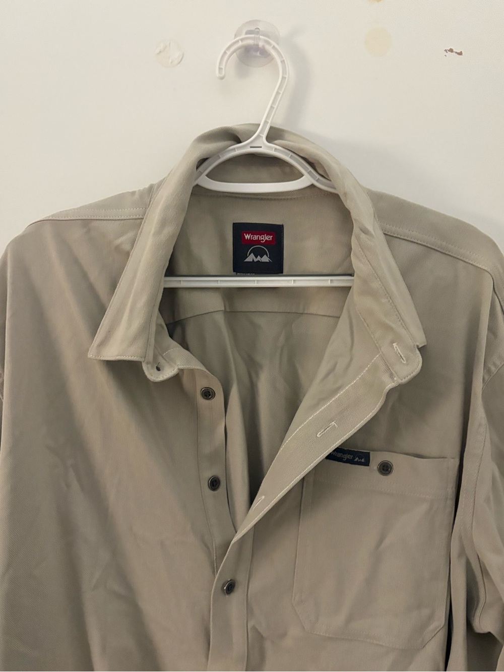Wrangler Light Beige Button-Down Work Shirt